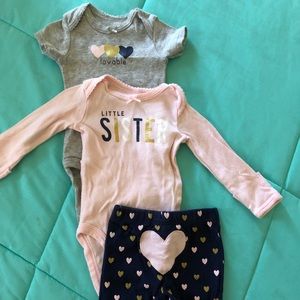 2 matching sets for baby girl newborn size